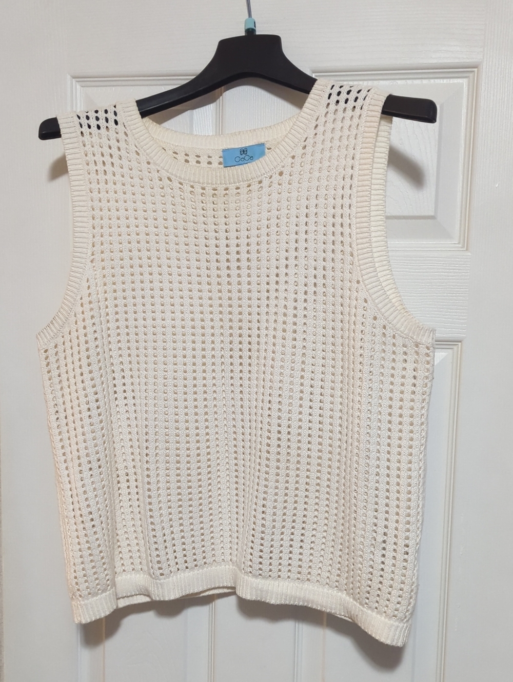 CeCe Cream Openwork Knit Tank Top